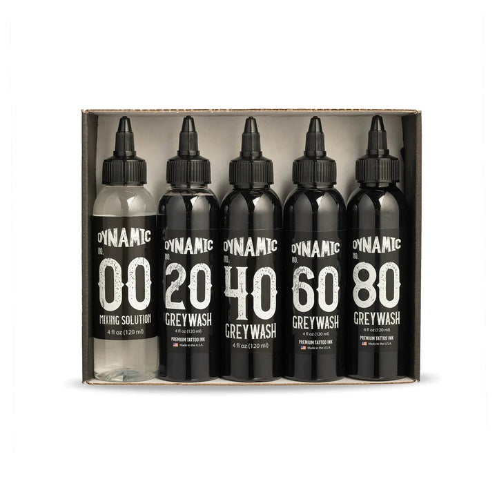 Dynamic Greywash Tattoo Ink Set And Mixing Solution