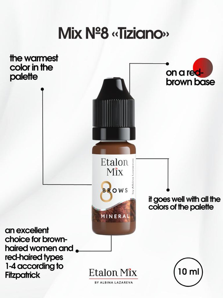 Etalon Mix For Eyebrows #8 Tiziano Mineral Line ( Non organic) PMU Permanent makeup ink