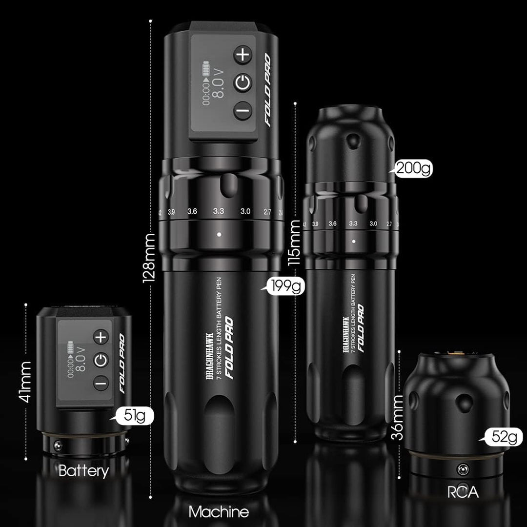 Dragonhawk Mast Fold Pro Adjustable Wireless Tattoo Machine Kit