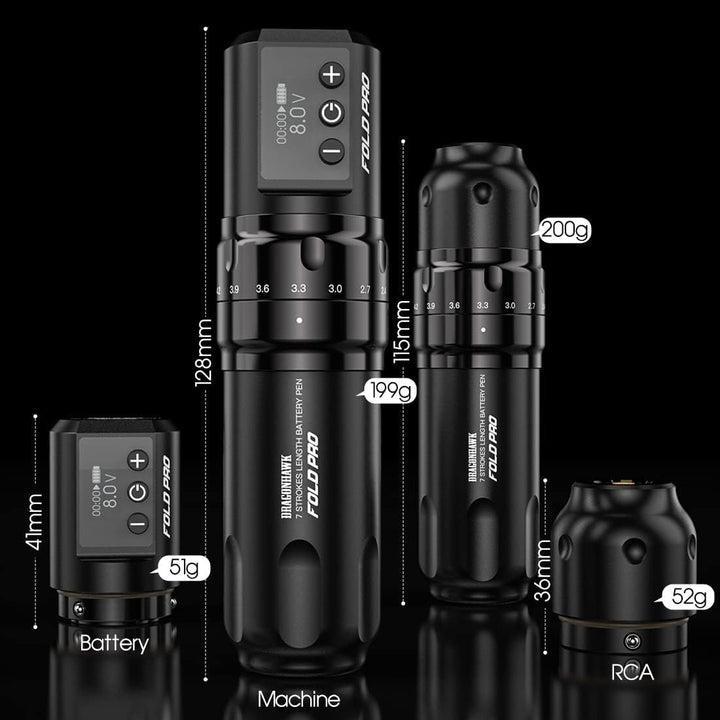 Dragonhawk Mast Fold Pro Adjustable Wireless Tattoo Machine Kit