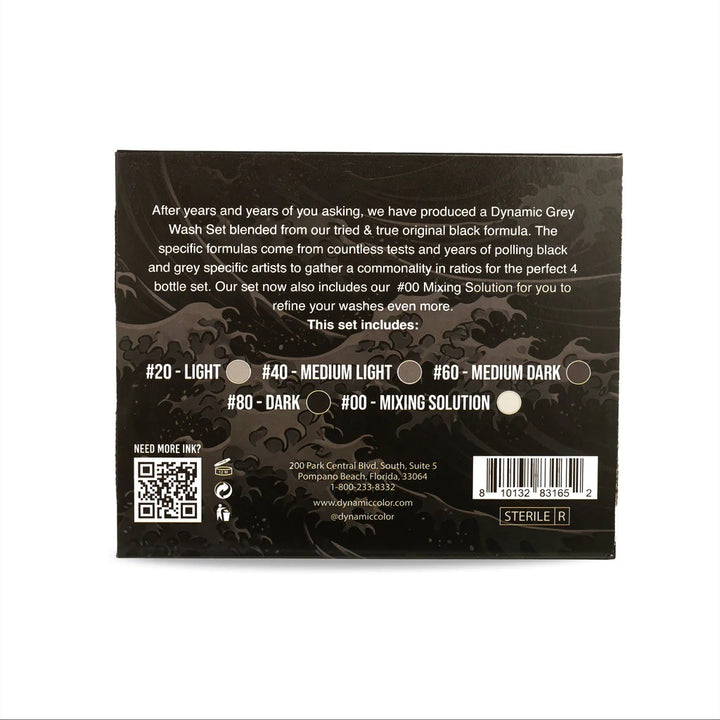 Dynamic Greywash Tattoo Ink Set And Mixing Solution
