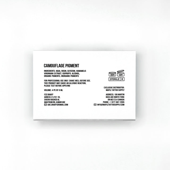 Draiff Camouflage Pigments Set - Permanent Makeup Pigments back.