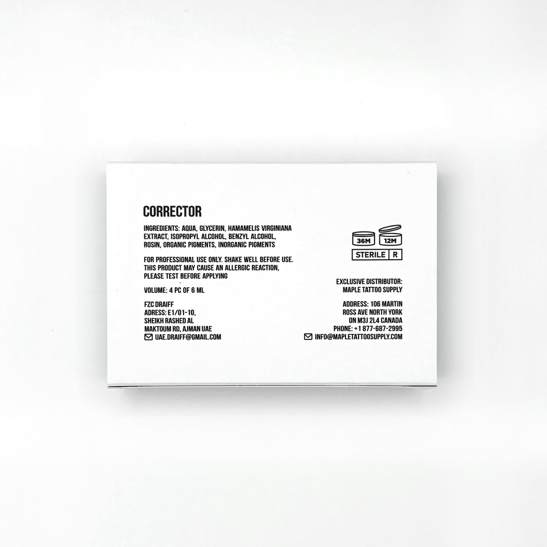 Draiff Mix Corrector Set - Permanent Makeup Pigments Back box.