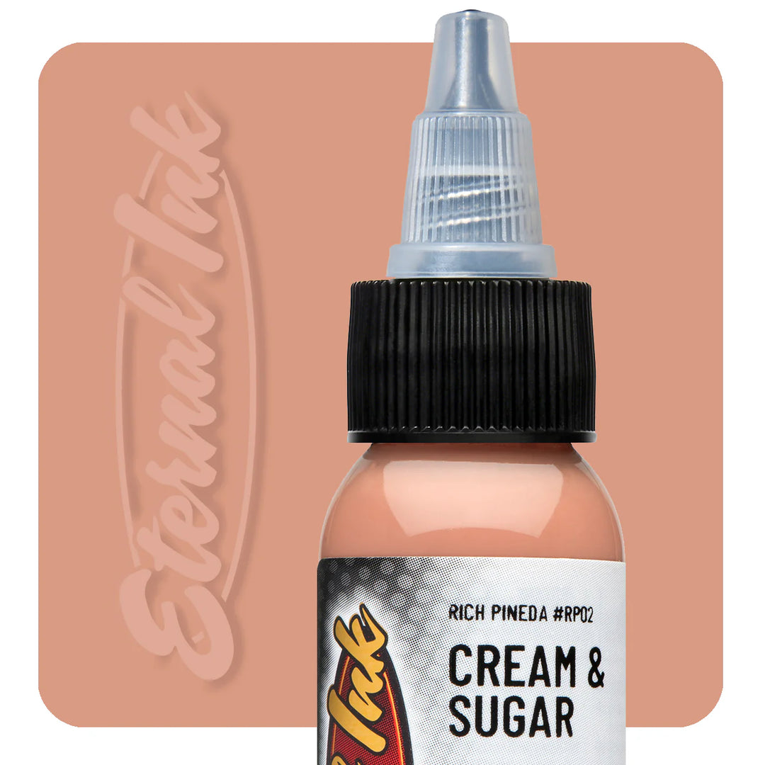 Eternal Cream and Sugar Tattoo Ink – Soft off-white tattoo ink, perfect for highlights, blending, and smooth shading. Professional-quality, vegan, and long-lasting formula.