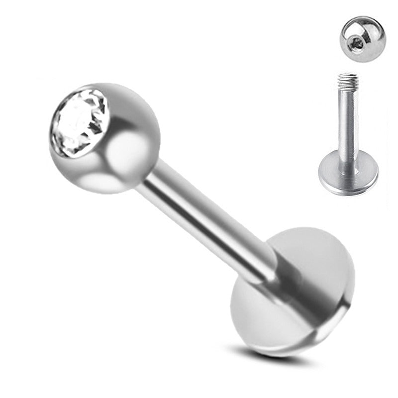 Externally Treaded Labret With Press Fit Jeweled Ball - Pre Sterilized