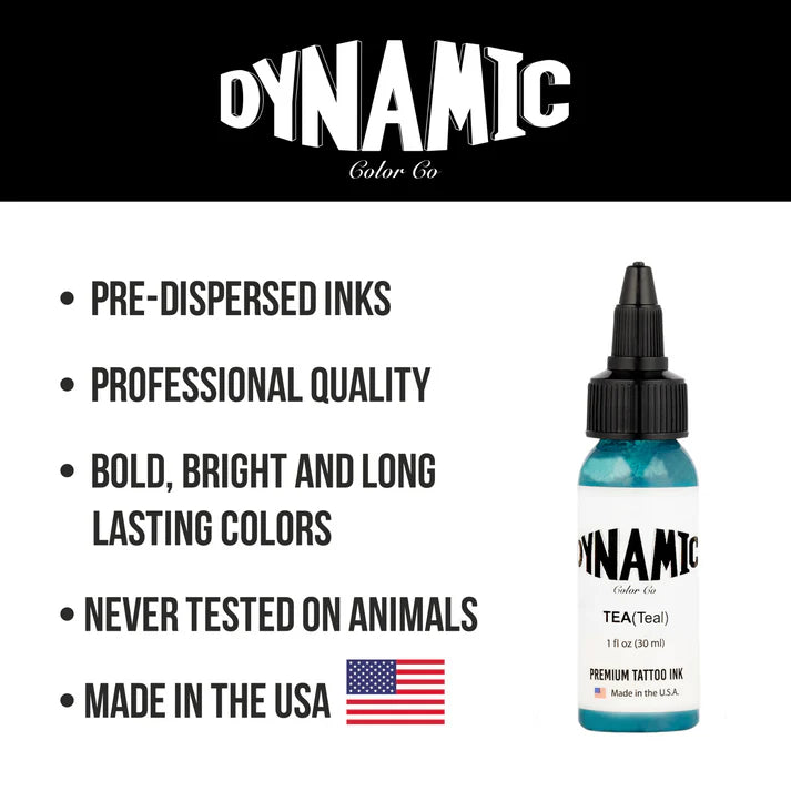 Dynamic Teal Tattoo Ink