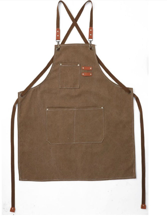 Thick Canvas Apron Brown Color